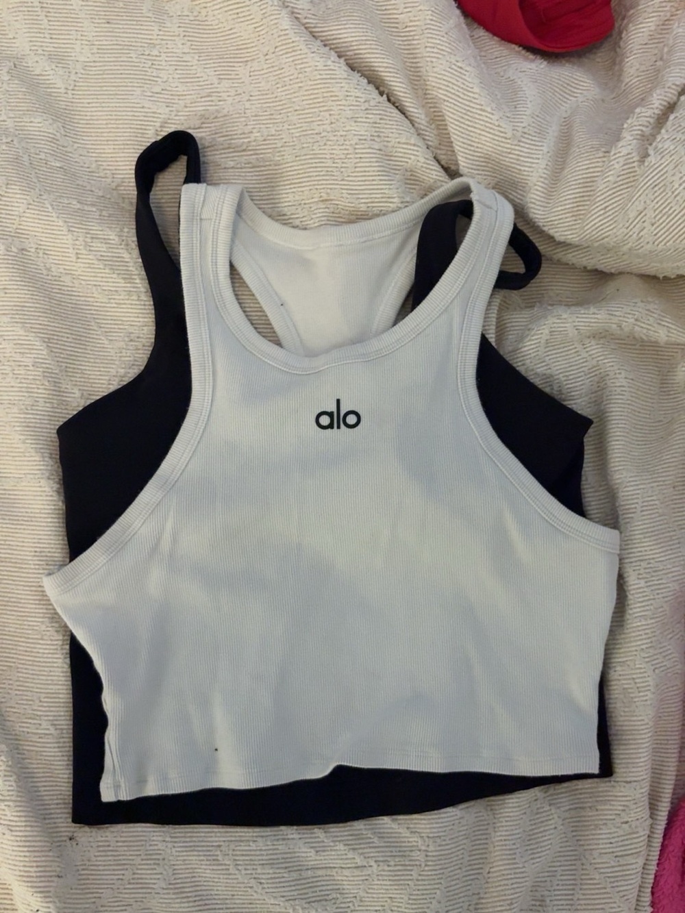 Alo Women's White Cropped Ribbed Tank Top - Alo